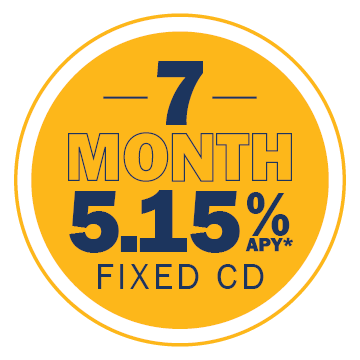 7 Month Personal CD Rate in Yellow Circle